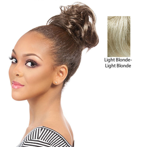 Synthetic Hair Bun Extensions Chignon Hairpiece Style Instant Volum For Your Up-Do - Ponytail Sweetie Natural Curl,Light Blonde