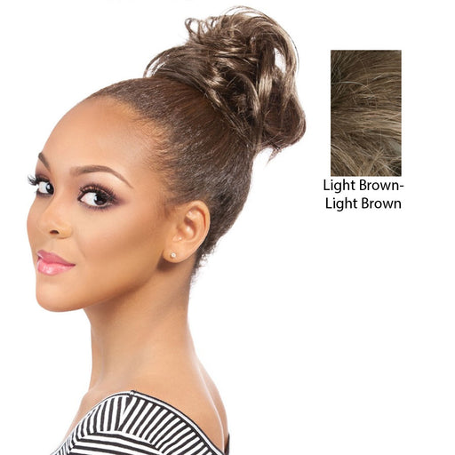 Synthetic Hair Bun Extensions Chignon Hairpiece Style Instant Volum For Your Up-Do - Ponytail Sweetie Natural Curl,Light Brown