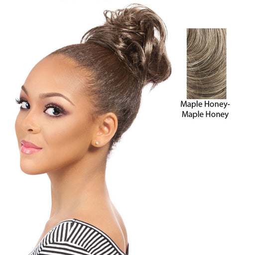 Synthetic Hair Bun Extensions Chignon Hairpiece Style Instant Volum For Your Up-Do - Ponytail Sweetie Natural Curl,Maple Honey