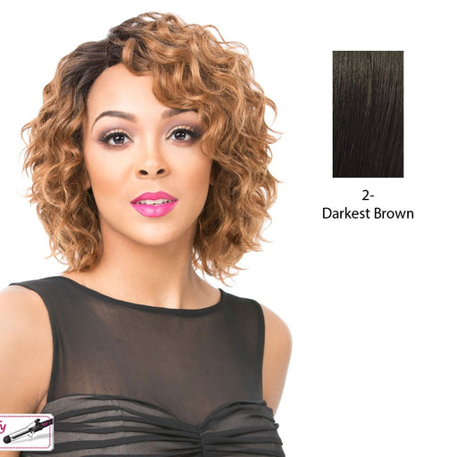 100% Brazilian Human Hair Part S Lace Front Wig Catria,Darkest Brown
