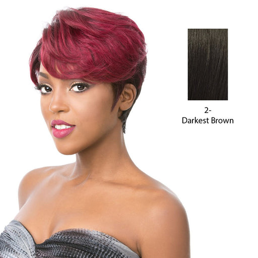 100 Brazilian Human Hair Part S Lace Front Wig Edgy,Darkest Brown