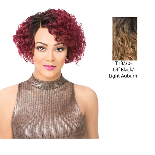 100% Remi Human Hair Part S Wavy Bob Lace Front Wig Willa,Off Black Top With Medium Auburn Ends