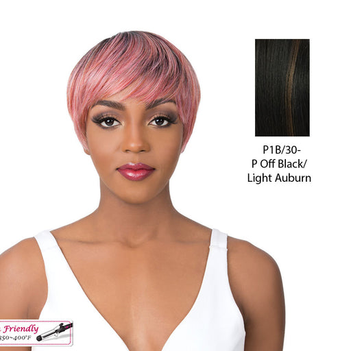 Iron Friendly Quality Wig 2020 Q Kai,Off Black Base With Light Auburn Highlights