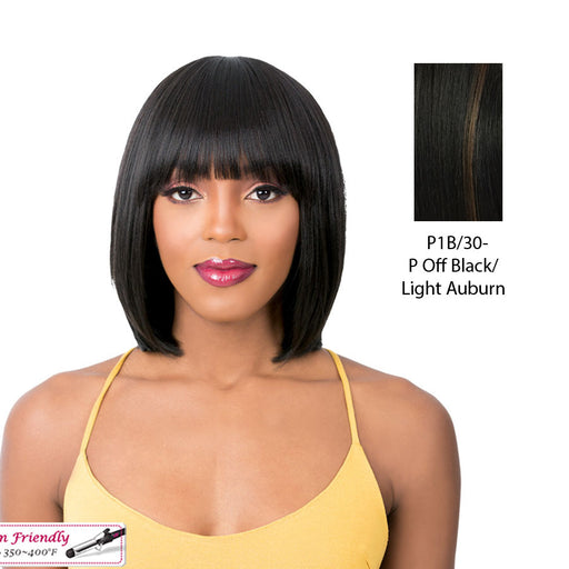 Synthetic Quality 2020 Full Wig - Q Katia,Off Black Base With Light Auburn Highlights