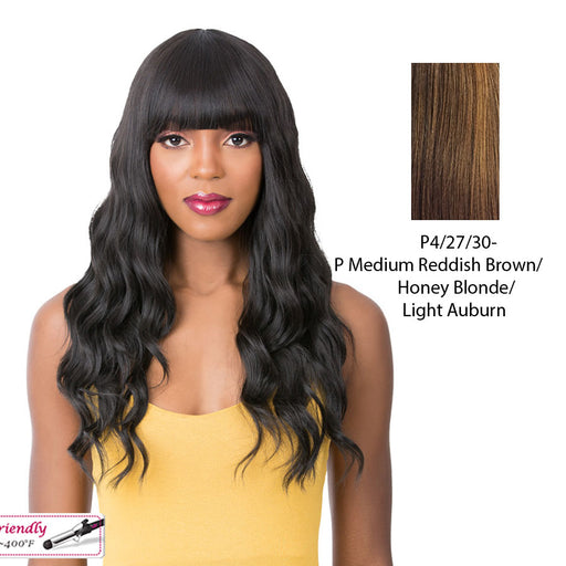 Iron Friendly Quality Wig 2020 Q Mariella,Streaked Blend Of Medium Brown, Strawberry Blonde, And Light Auburn