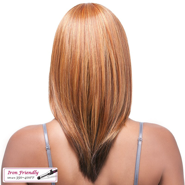 Futura Synthetic Quality Full Wig - Q-Alice,Two Tone Frost Blend Of Deep Golden Brown, And Golden Blonde With Medium Brown Bottom