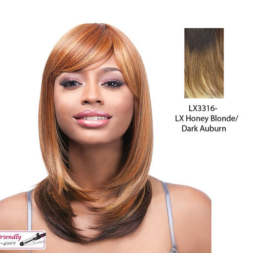 Futura Synthetic Quality Full Wig - Q-Alice,Two Tone Frost Blend Of Dark Auburn Layer Over Honey Blonde Bottom