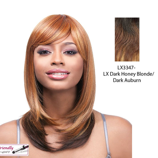 Futura Synthetic Quality Full Wig - Q-Alice,Two Tone Frost Blend Of Dark Auburn Layer Over Dark Honey Blonde Bottom