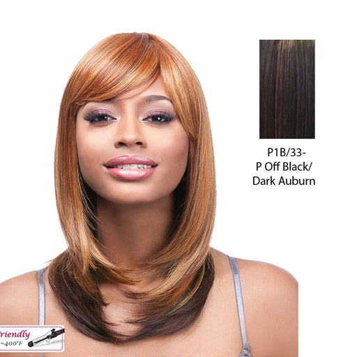 Futura Synthetic Quality Full Wig - Q-Alice,Off Black Base With Dark Auburn Highlights