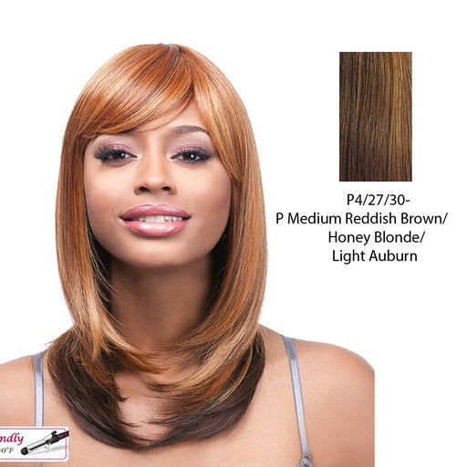 Futura Synthetic Quality Full Wig - Q-Alice,Streaked Blend Of Medium Brown, Strawberry Blonde, And Light Auburn