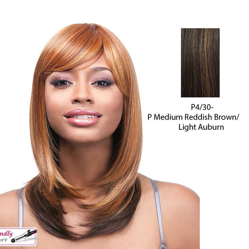 Futura Synthetic Quality Full Wig - Q-Alice,Medium Brown Base With Light Auburn Highlights