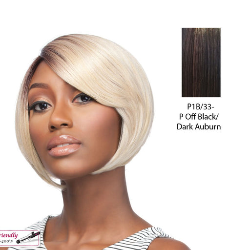 Quality Wig Q Carla,Off Black Base With Dark Auburn Highlights