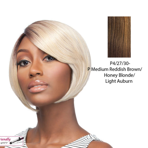 Quality Wig Q Carla,Streaked Blend Of Medium Brown, Strawberry Blonde, And Light Auburn