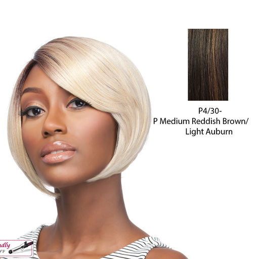 Quality Wig Q Carla,Medium Brown Base With Light Auburn Highlights