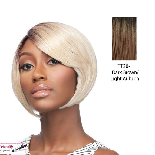 Quality Wig Q Carla,Dark Brown Roots With Light Auburn