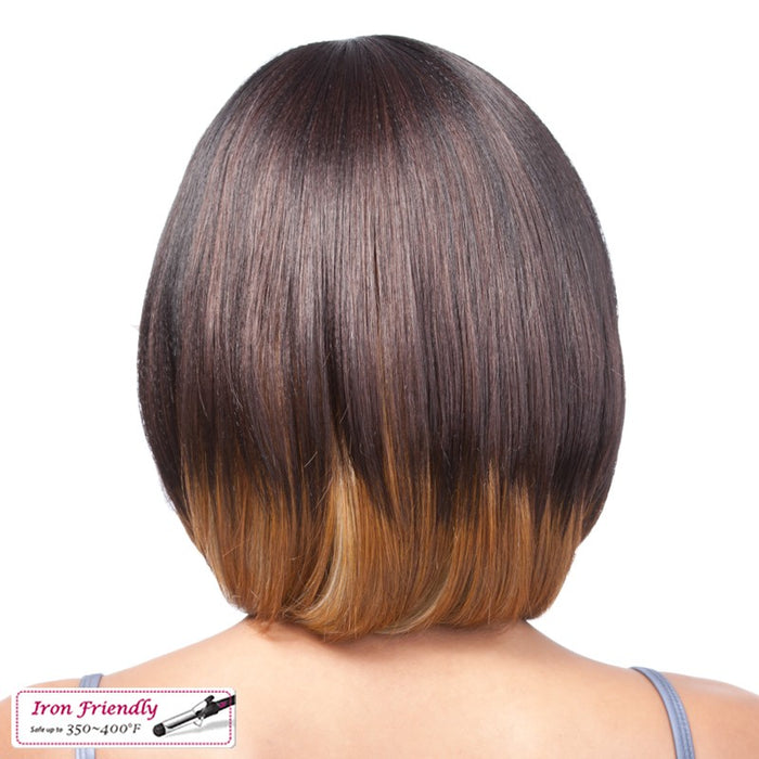Futura Synthetic Quality Full Wig - Q-Cinnamon,Two Tone Frost Blend Of Dark Auburn Layer Over Strawberry Blonde Bottom