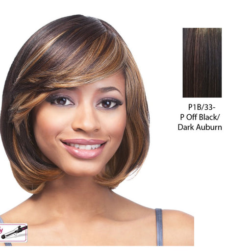 Futura Synthetic Quality Full Wig - Q-Cinnamon,Off Black Base With Dark Auburn Highlights