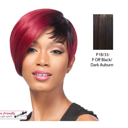 Synthetic Hair Wig Q Cristine,Off Black Base With Dark Auburn Highlights