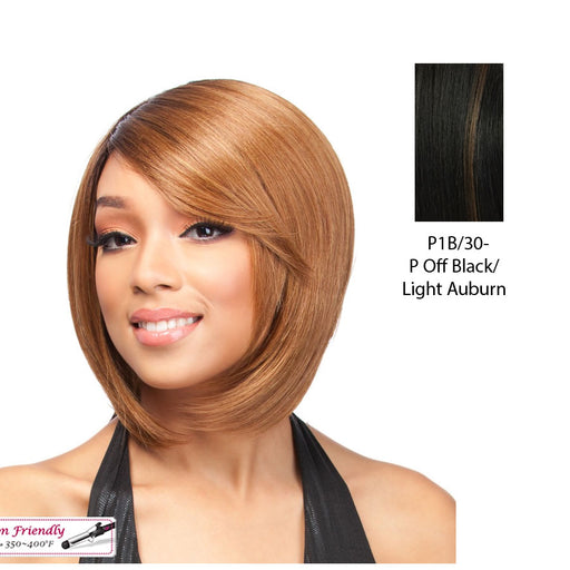 Futura Friendly Wig - Q Elis,Off Black Base With Light Auburn Highlights