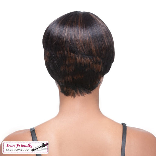 Quality Series Q Wig - Esther,Off Black Base With Light Auburn Highlights
