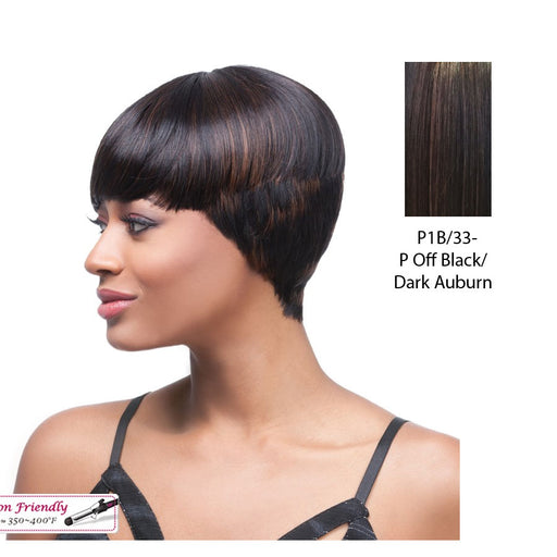 Quality Series Q Wig - Esther,Off Black Base With Dark Auburn Highlights