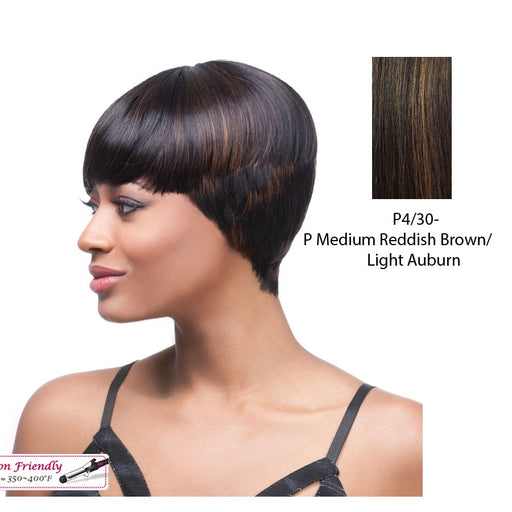 Quality Series Q Wig - Esther,Medium Brown Base With Light Auburn Highlights