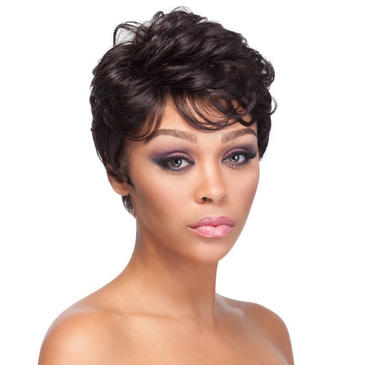 100% Human Hair Mix Quality Wig Hh Rosie,Mix Of Darkest Brown And Medium Brown