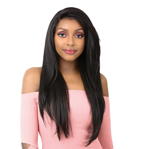 Vixen Y 100% Human Hair Premium Mix Full Lace Wig Vixen Y Yaki Straight,Off Black