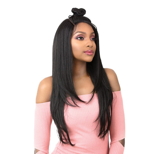 Vixen Y 100% Human Hair Premium Mix Full Lace Wig Vixen Y Yaki Straight,Off Black