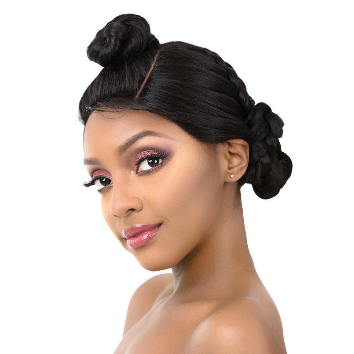 Vixen Y 100% Human Hair Premium Mix Full Lace Wig Vixen Y Yaki Straight,Off Black