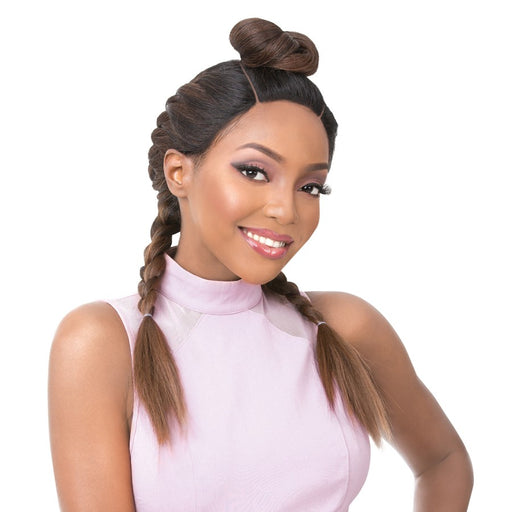 Vixen Y 100% Human Hair Premium Mix Full Lace Wig Vixen Y Yaki Straight,Two Tone Off Black + Strawberry Blonde