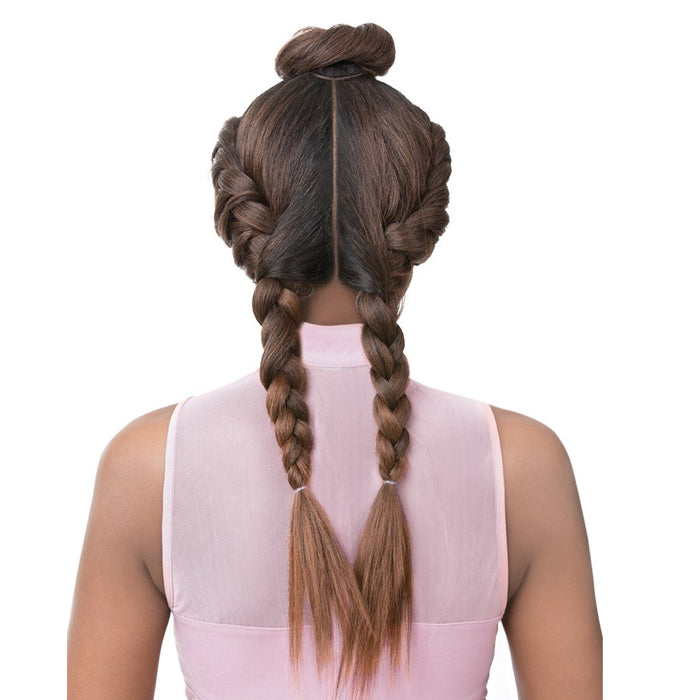 Vixen Y 100% Human Hair Premium Mix Full Lace Wig Vixen Y Yaki Straight,Two Tone Off Black + Strawberry Blonde