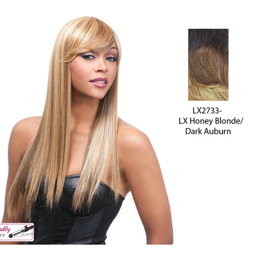 Quality Synthetic Wig - Q Kimberly,Two Tone Frost Blend Of Dark Auburn Layer Over Strawberry Blonde Bottom