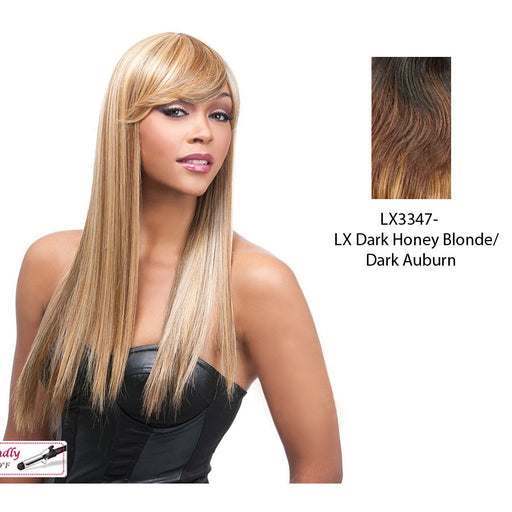 Quality Synthetic Wig - Q Kimberly,Two Tone Frost Blend Of Dark Auburn Layer Over Dark Honey Blonde Bottom