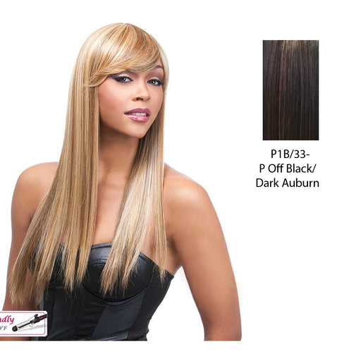 Quality Synthetic Wig - Q Kimberly,Off Black Base With Dark Auburn Highlights