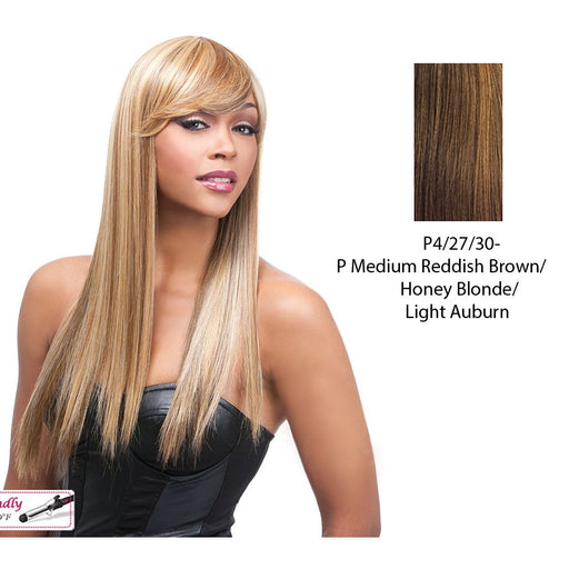 Quality Synthetic Wig - Q Kimberly,Streaked Blend Of Medium Brown