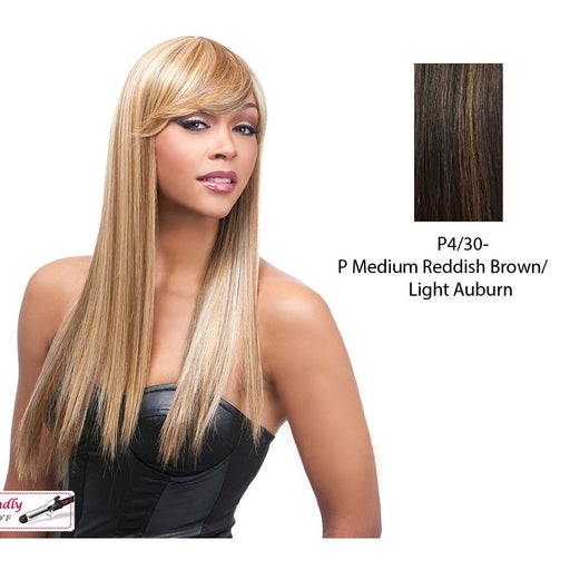 Quality Synthetic Wig - Q Kimberly,Medium Brown Base With Light Auburn Highlights