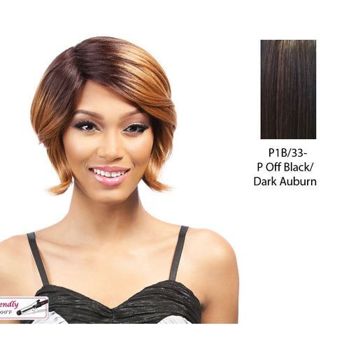 Synthetic Quality Wigs - Q Nana,Off Black Base With Dark Auburn Highlights
