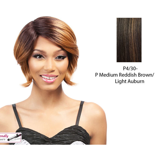 Synthetic Quality Wigs - Q Nana,Medium Brown Base With Light Auburn Highlights