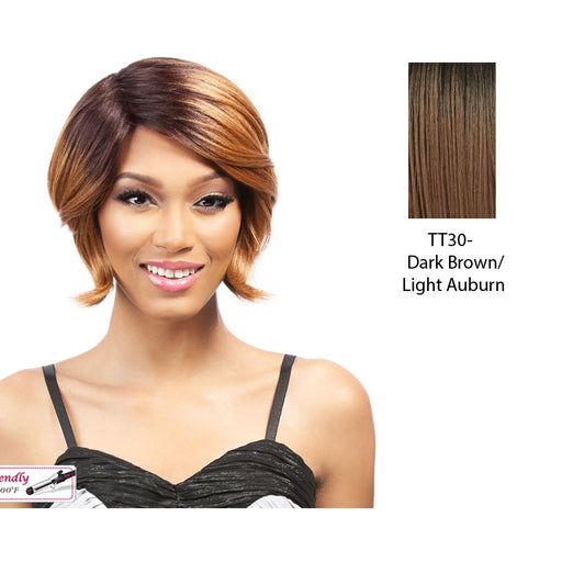 Synthetic Quality Wigs - Q Nana,Dark Brown Roots With Light Auburn