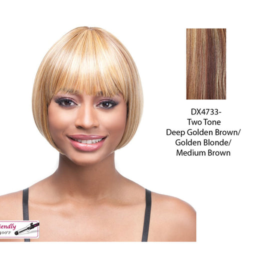 Nancy Synthetic Wig,Two Tone Frost Blend Of Deep Golden Brown, And Golden Blonde With Medium Brown Bottom