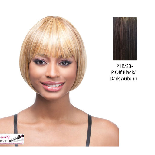 Nancy Synthetic Wig,Off Black Base With Dark Auburn Highlights