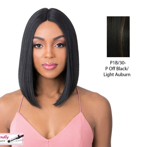Alexis Heat Friendly Synthetic Wig,Off Black Base With Light Auburn Highlights