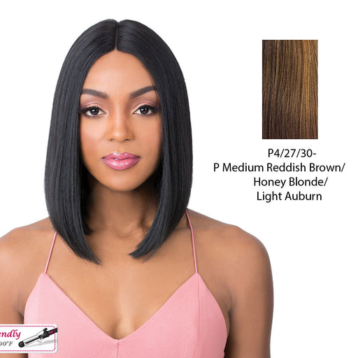 Alexis Heat Friendly Synthetic Wig,Streaked Blend Of Medium Brown, Strawberry Blonde, And Light Auburn