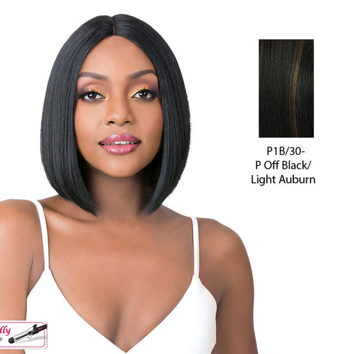 Becky Heat Friendly Synthetic Wig,Off Black Base With Light Auburn Highlights