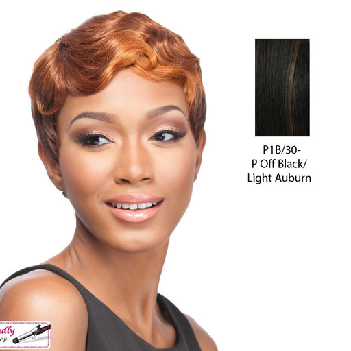 Piettra Synthetic Wig,Off Black Base With Light Auburn Highlights