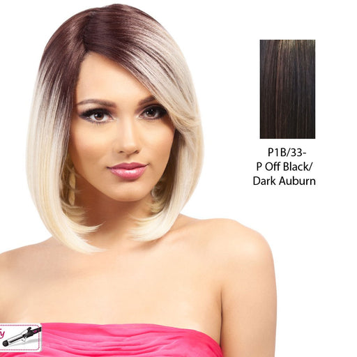 Remi Touch Qp Nadine Heat Friendly Synthetic Wig,Off Black Base With Dark Auburn Highlights
