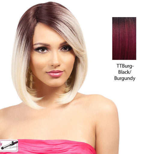 Remi Touch Qp Nadine Heat Friendly Synthetic Wig,Black Roots With Burgundy