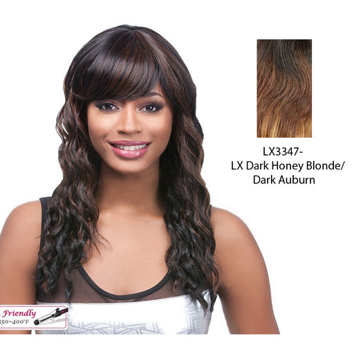 Rita Synthetic Wig,Two Tone Frost Blende Of Dark Aurburn Over Dark Honey Blonde Bottom