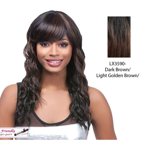 Rita Synthetic Wig,Two Tone Frost Blende Of Dark Brown Layer Over Light Golden Brown Bottom
